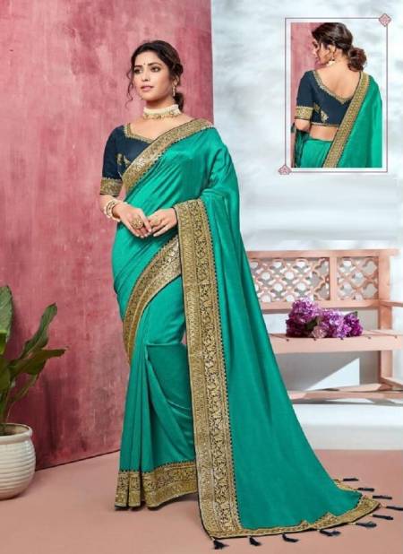 Green Colour Bridal Wear Vol 3 Kavira New Latest Designer Festive Wear Vichitra Saree Collection 1209